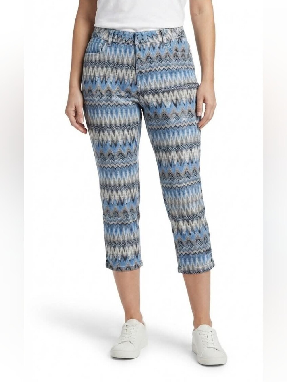 Masseys Pants Blue/Black/White Patterned Size 14